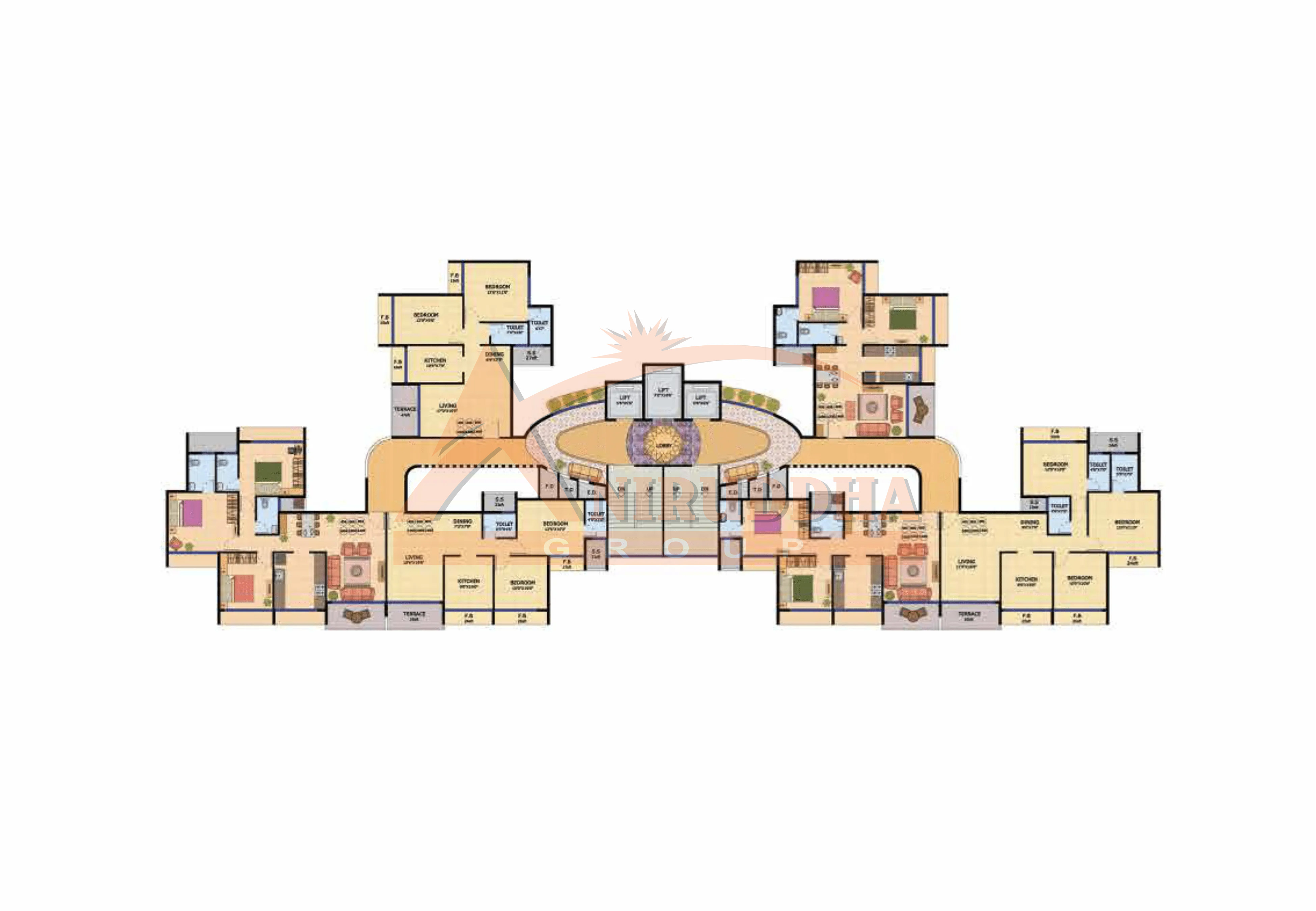 4th, 6th, 8th, 10th, 12th & 14th Floor Plan Laxmi Icon Aniruddha Group