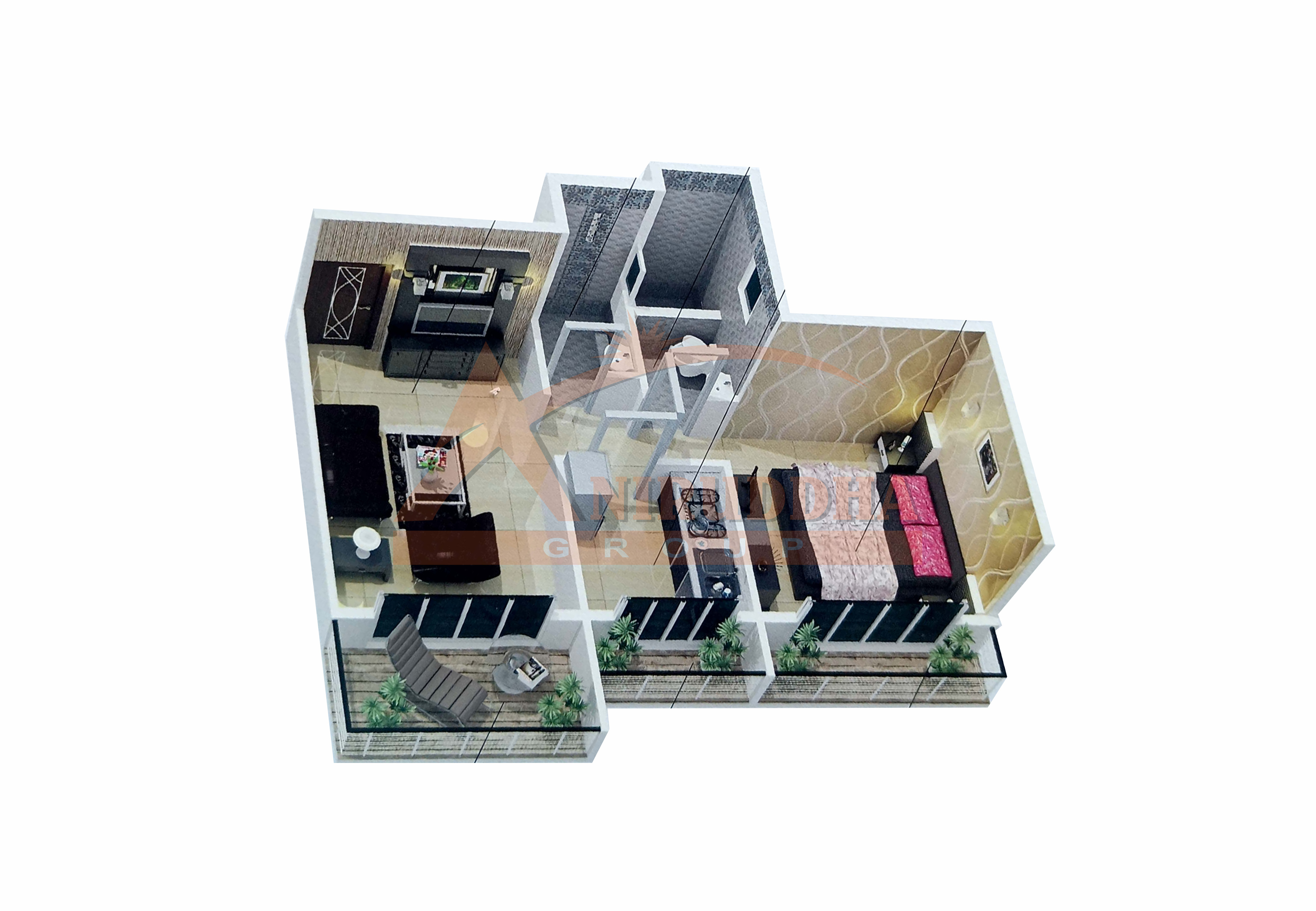 1BHK 3D View Aniruddha Landmark Aniruddha Group